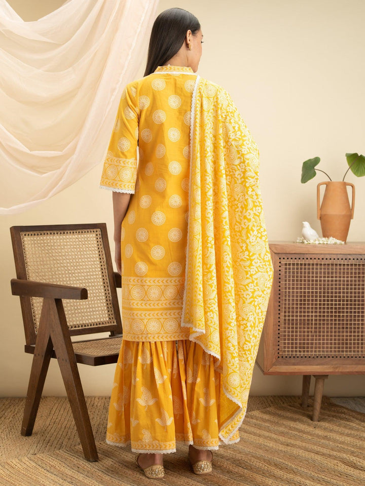 Yellow Printed Cotton Suit Set - ShopLibas