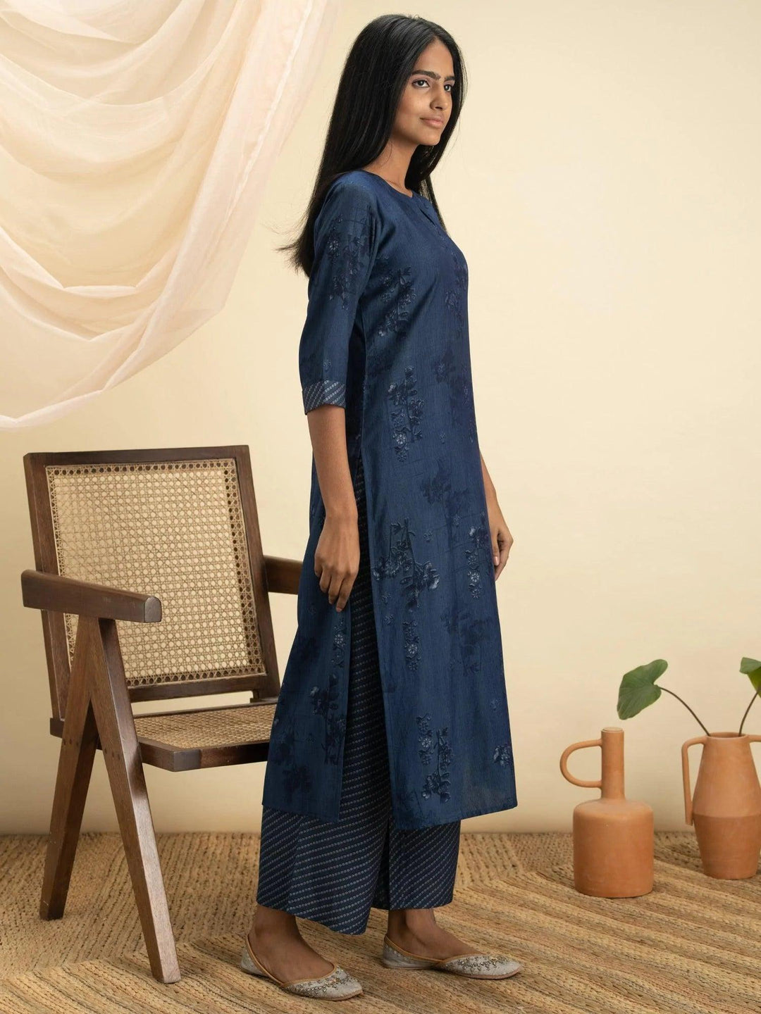 Indigo Printed Rayon Kurta Set - ShopLibas 