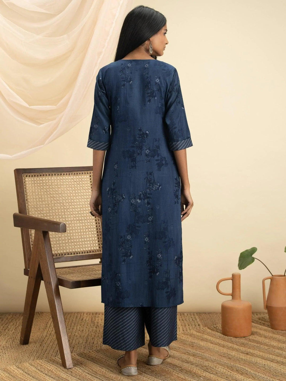 Indigo Printed Rayon Kurta Set - ShopLibas 