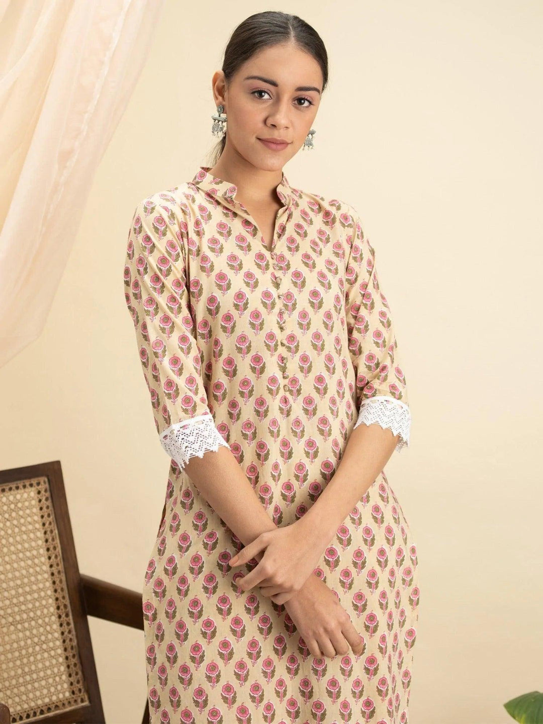 Off-White Printed Kurta Set - ShopLibas 