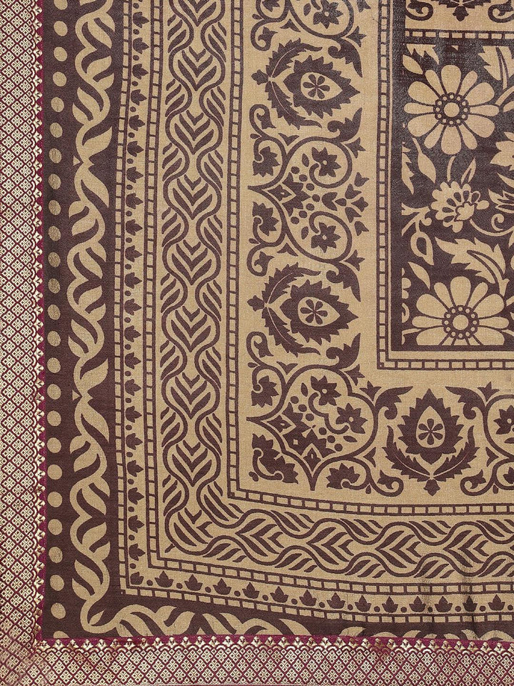 Purple Printed Polyester Saree - ShopLibas