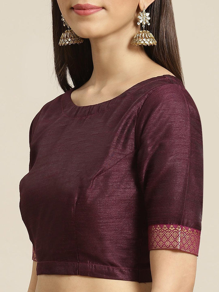 Purple Printed Polyester Saree - ShopLibas
