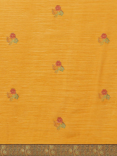 Yellow Printed Chiffon Saree - ShopLibas