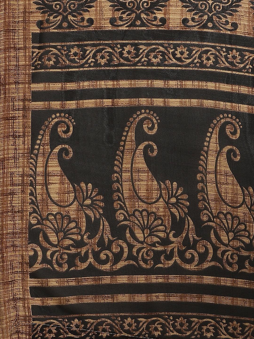 Black Printed Chiffon Saree - ShopLibas