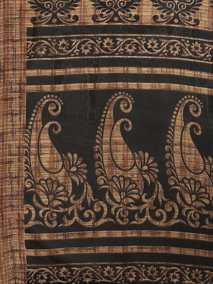 Black Printed Chiffon Saree - ShopLibas