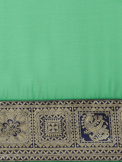 Green Woven Design Chiffon Saree - ShopLibas