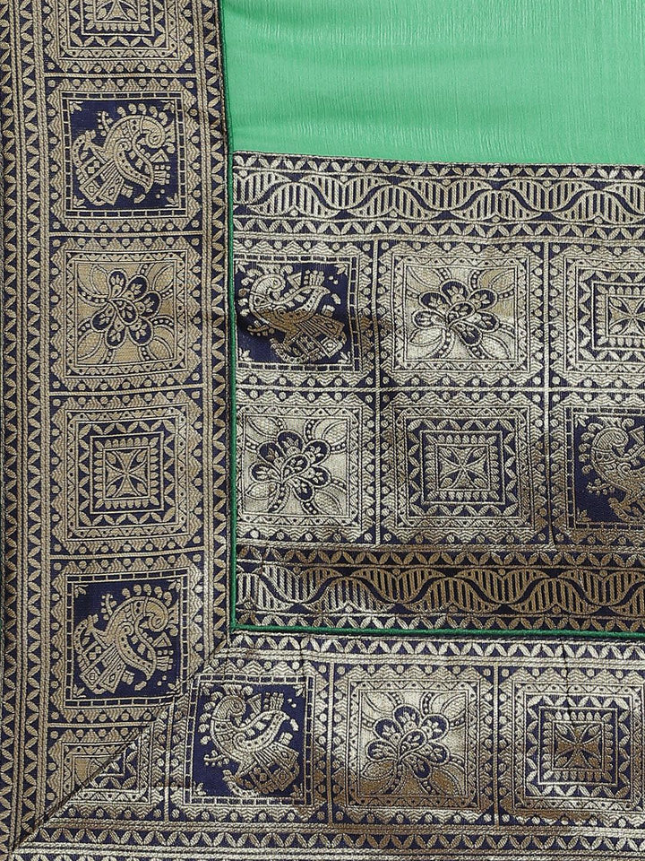 Green Woven Design Chiffon Saree - ShopLibas