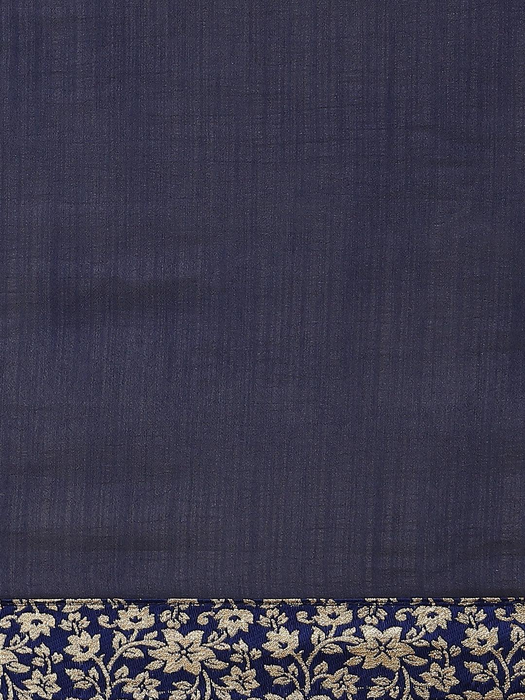 Blue Solid Chiffon Saree - ShopLibas