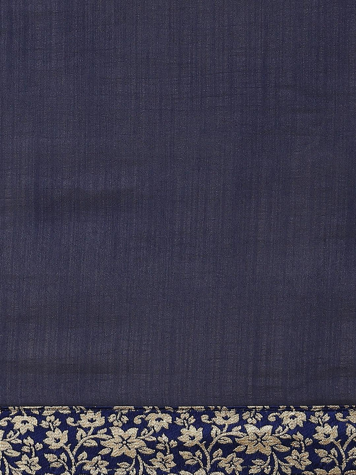 Blue Solid Chiffon Saree - ShopLibas