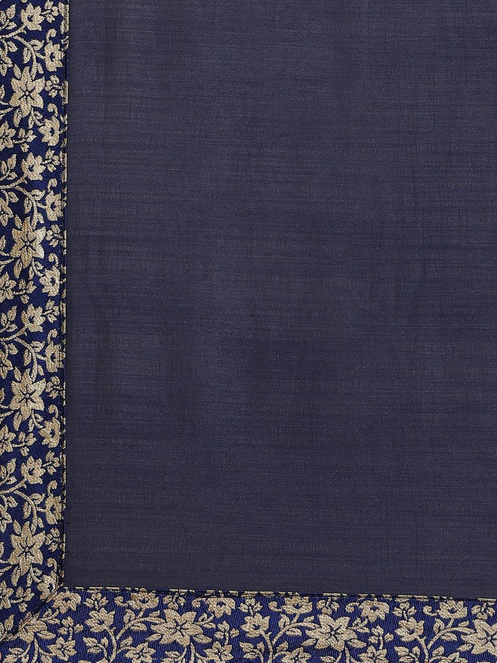 Blue Solid Chiffon Saree - ShopLibas