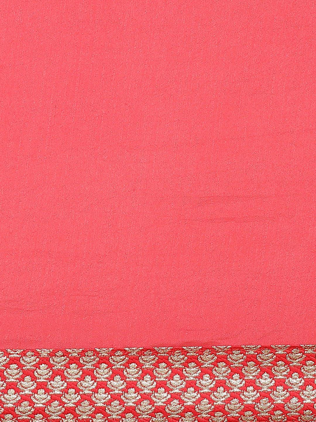 Pink Solid Georgette Saree - ShopLibas