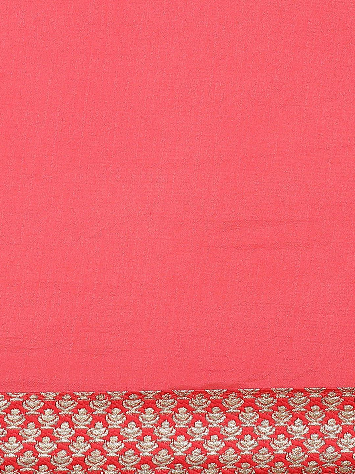 Pink Solid Georgette Saree - ShopLibas