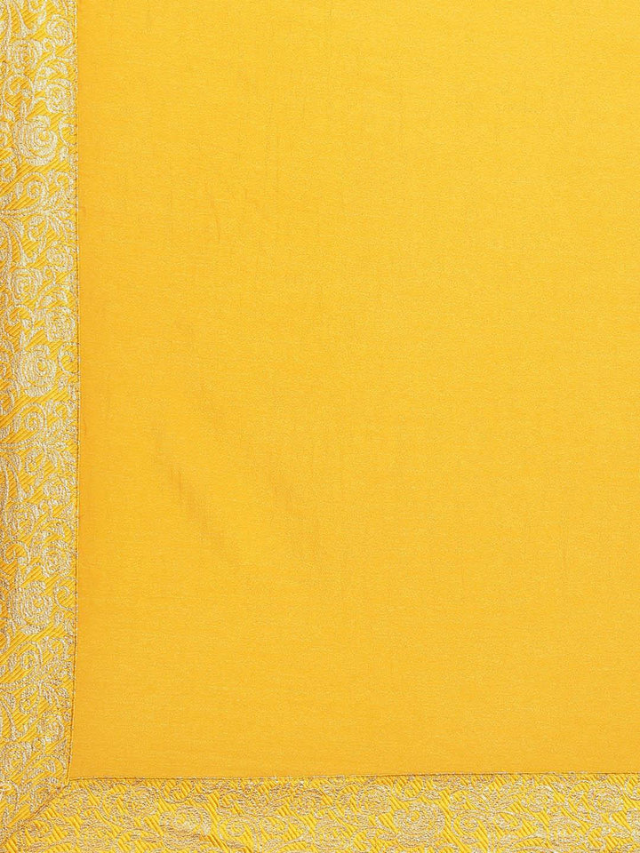Yellow Solid Georgette Saree - ShopLibas