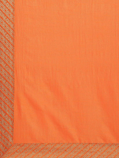 Orange Solid Chiffon Saree - ShopLibas
