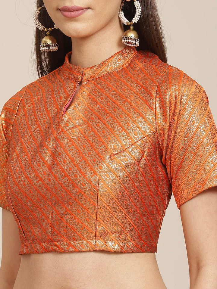 Orange Solid Chiffon Saree - ShopLibas
