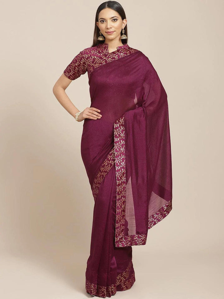 Purple Solid Chiffon Saree - ShopLibas