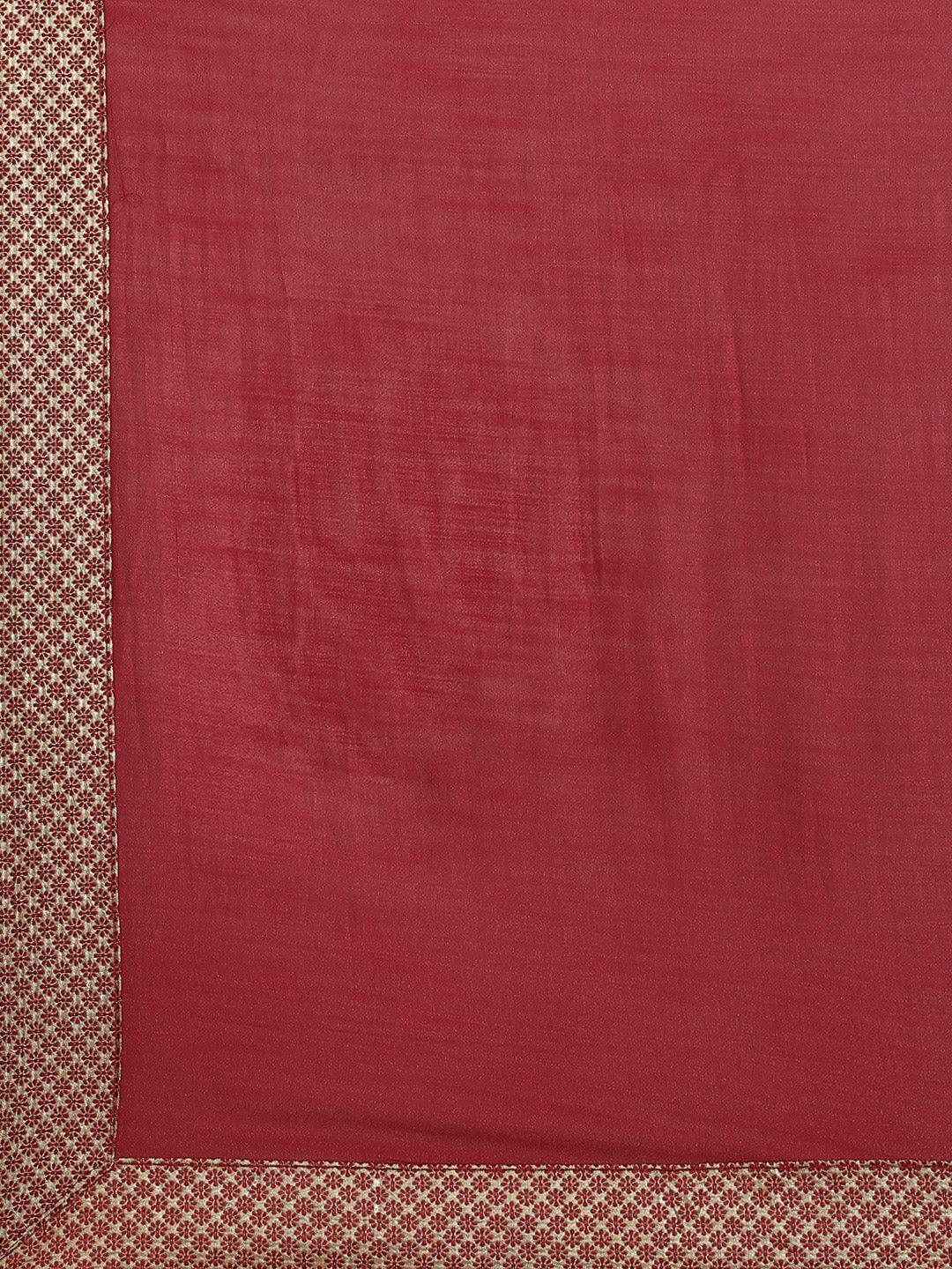 Maroon Solid Chiffon Saree - ShopLibas