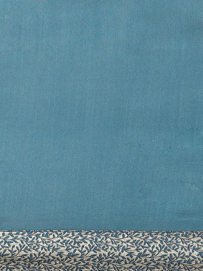 Blue Solid Chiffon Saree - ShopLibas