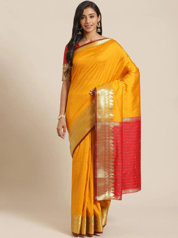 Orange Woven Design Silk Saree