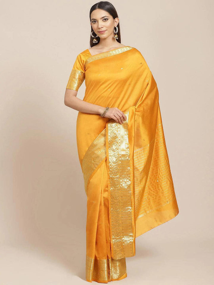 Orange Woven Design Silk Blend Saree
