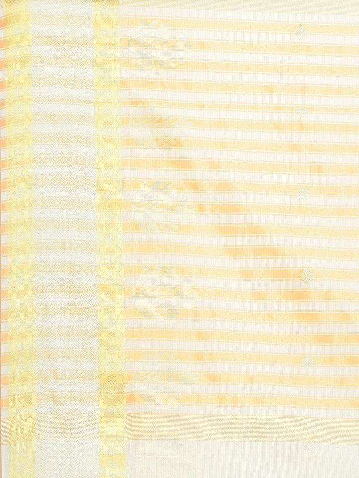 Beige Woven Design Cotton Saree - ShopLibas