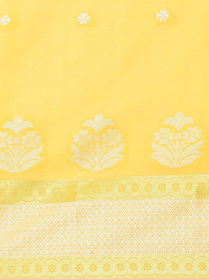 Yellow Woven Design Cotton Saree - ShopLibas