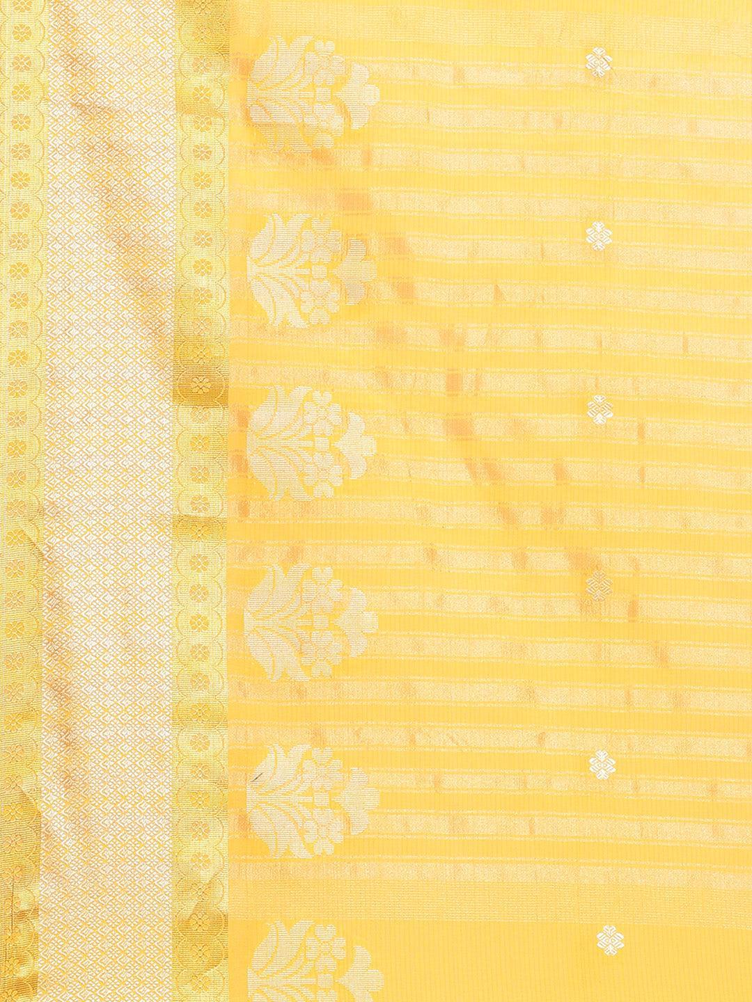 Yellow Woven Design Cotton Saree - ShopLibas