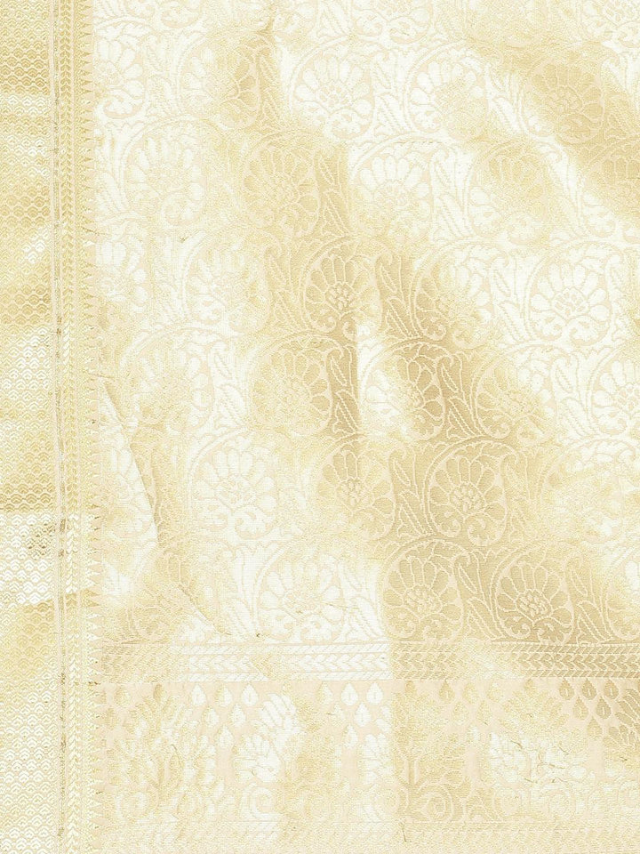 Beige Solid Silk Blend Saree - ShopLibas
