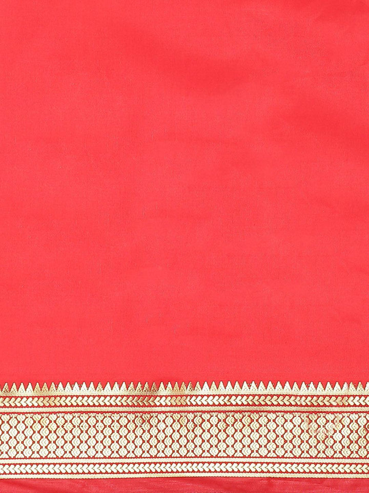 Red Solid Silk Blend Saree - ShopLibas