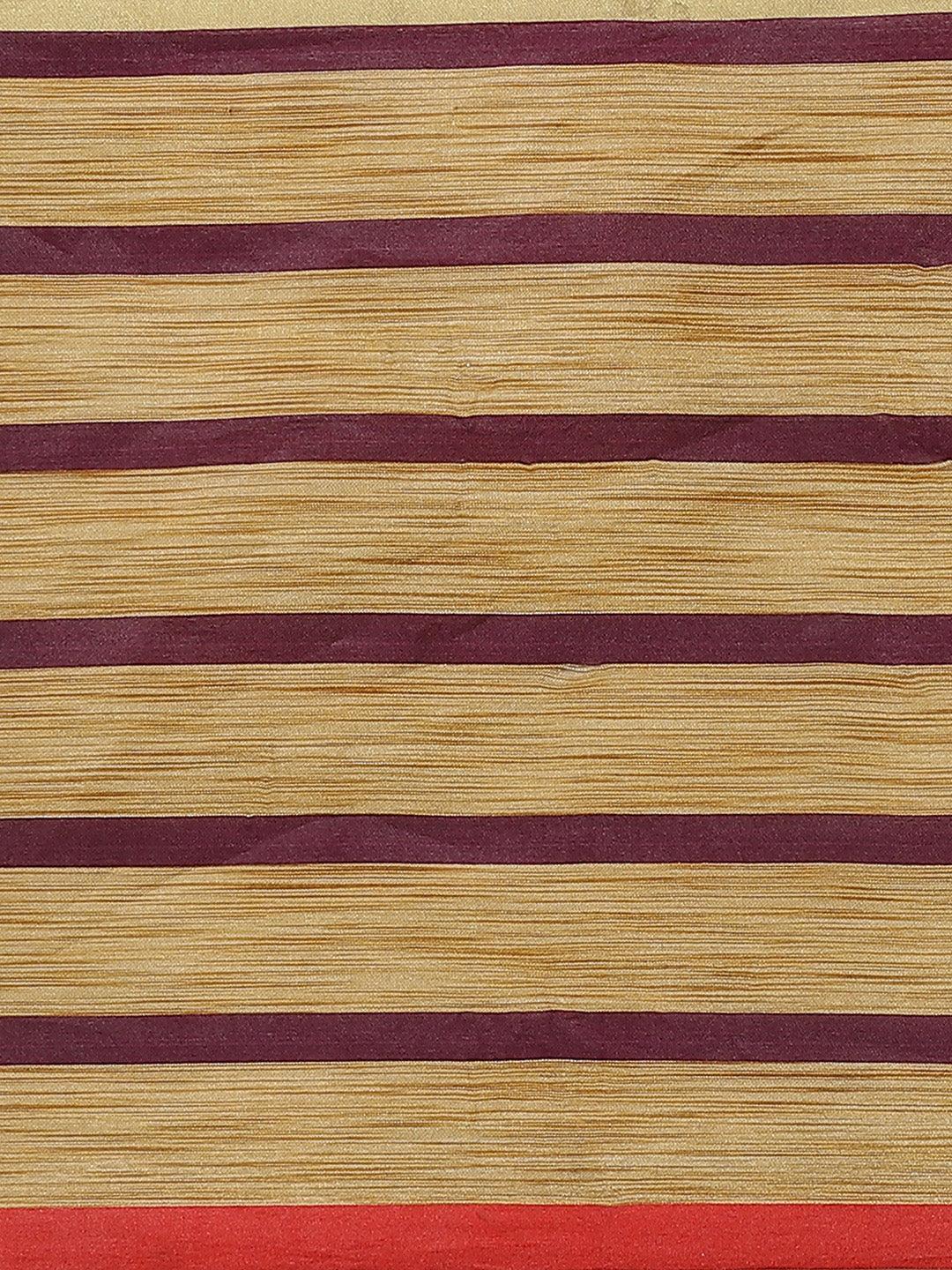 Multicoloured Striped Polyester Silk Saree - ShopLibas