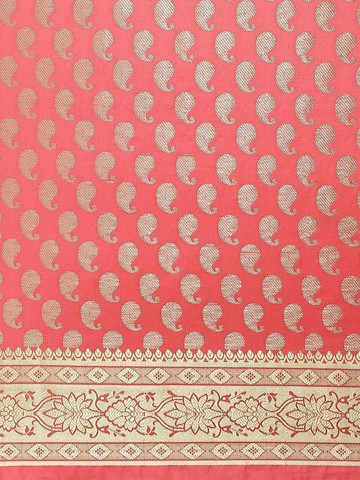 Pink Woven Design Brocade Saree - ShopLibas