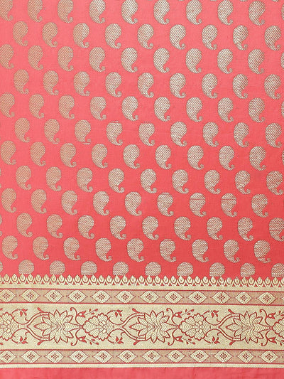 Pink Woven Design Brocade Saree - ShopLibas