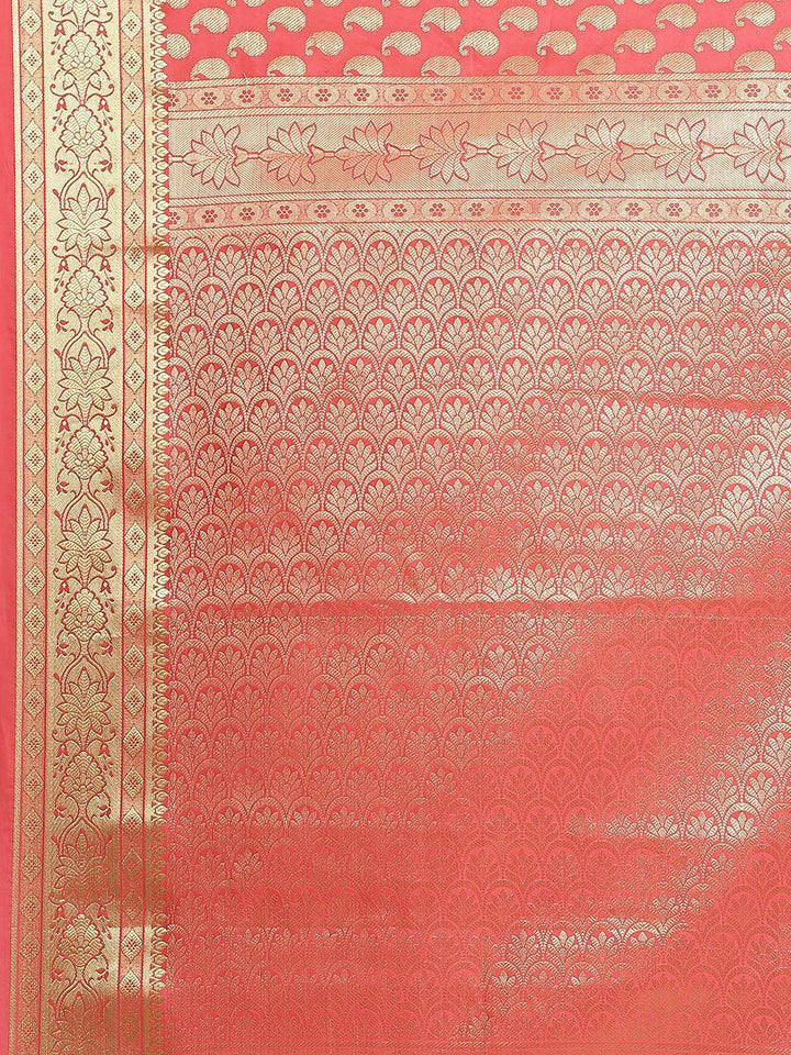 Pink Woven Design Brocade Saree - ShopLibas