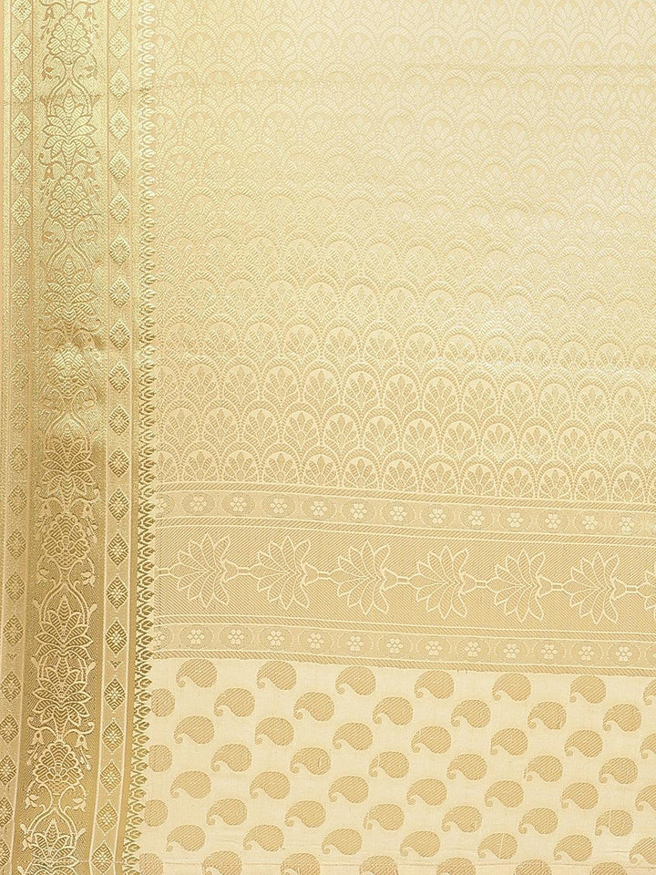 Beige Woven Design Brocade Saree - ShopLibas