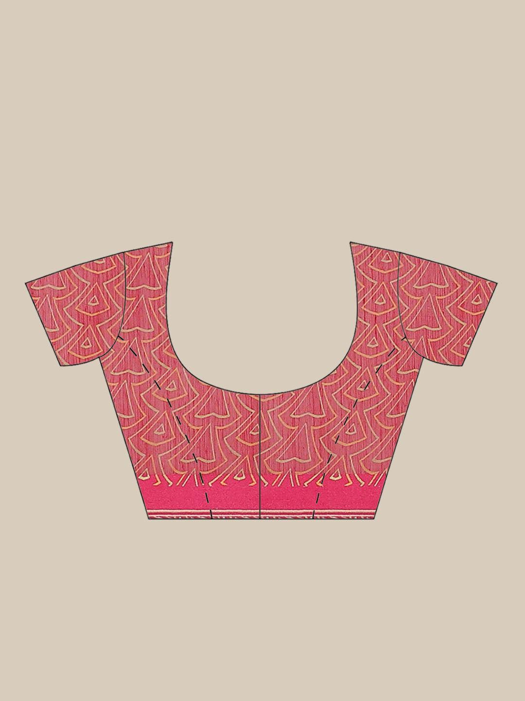 Pink Printed Cotton Saree - ShopLibas