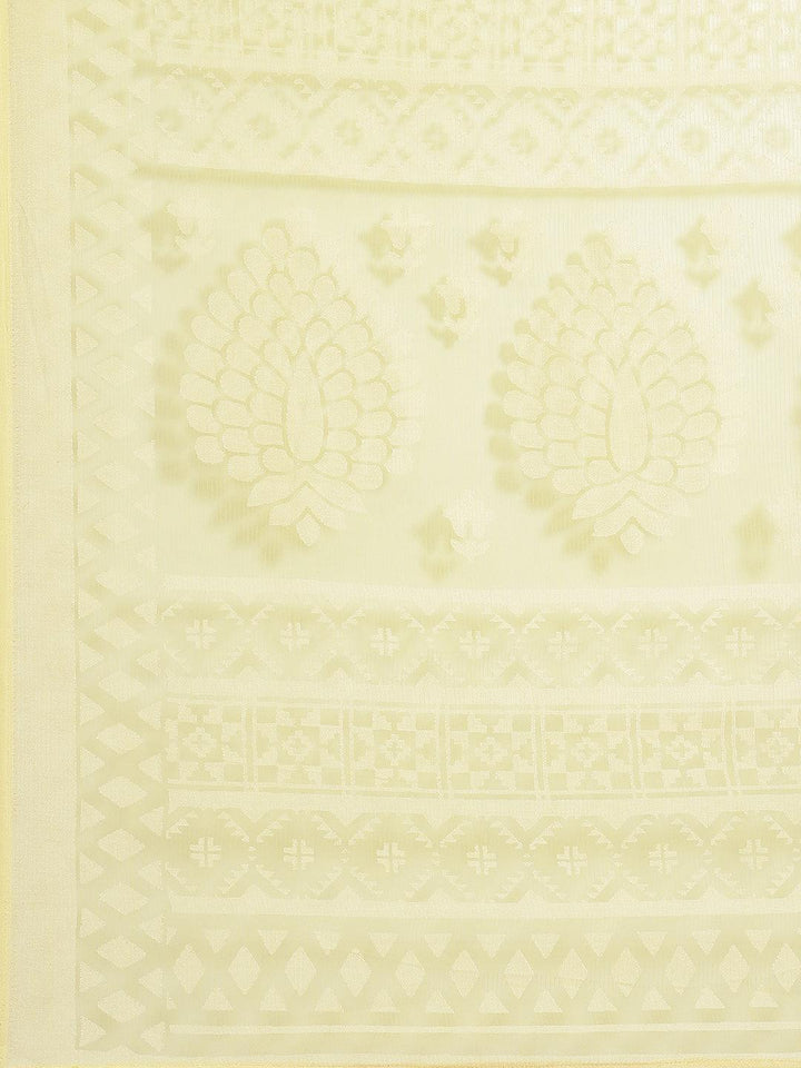 Yellow Woven Design Tissue Saree - ShopLibas