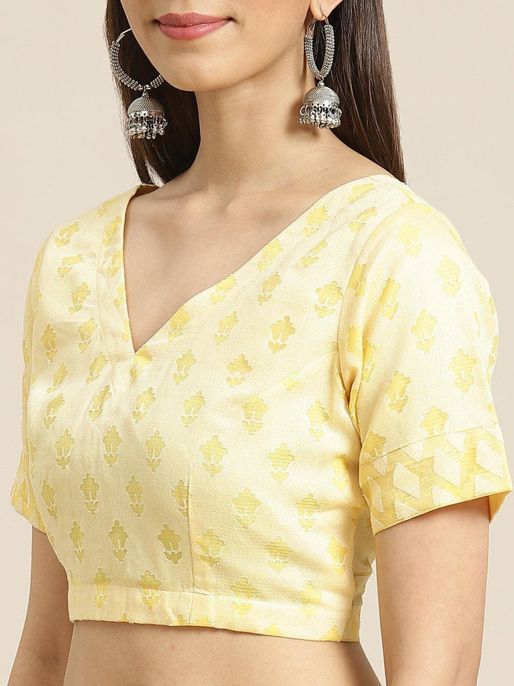 Yellow Woven Design Tissue Saree - ShopLibas