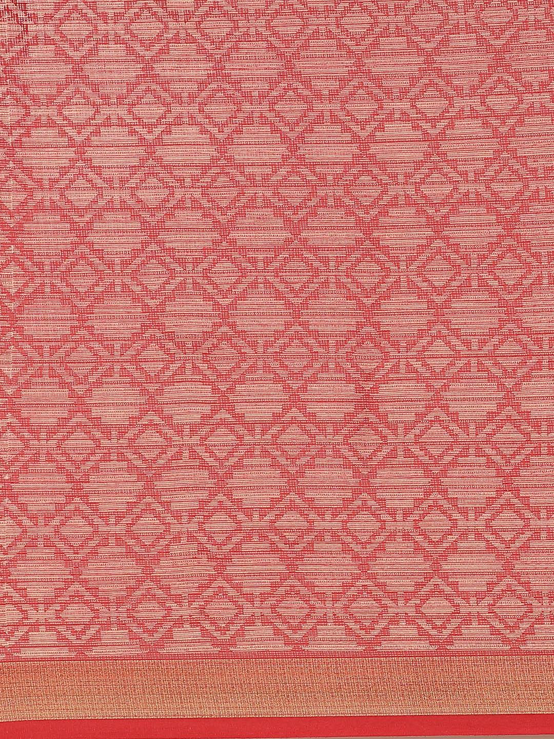 Red Printed Chiffon Saree - ShopLibas