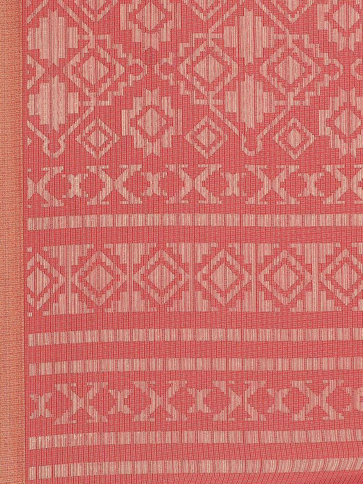 Red Printed Chiffon Saree - ShopLibas