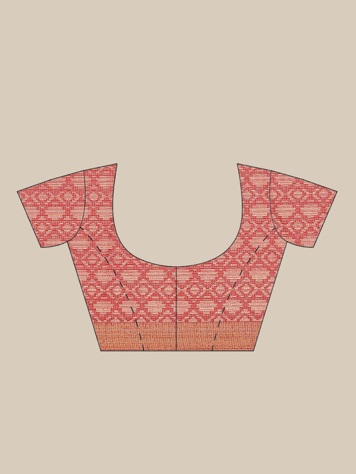 Red Printed Chiffon Saree - ShopLibas