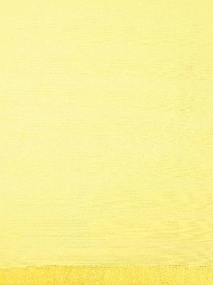 Yellow Solid Polyester Saree - ShopLibas