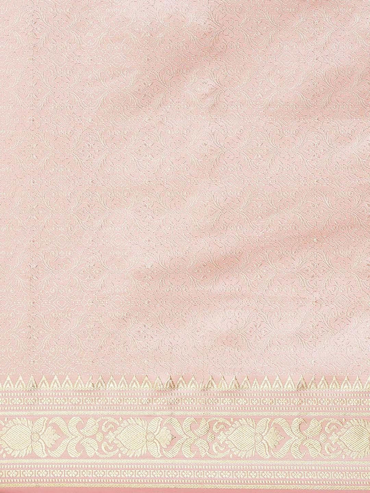Peach Woven Design Brocade Saree - ShopLibas