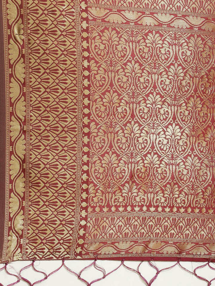 Purple Woven Design Brocade Saree - ShopLibas