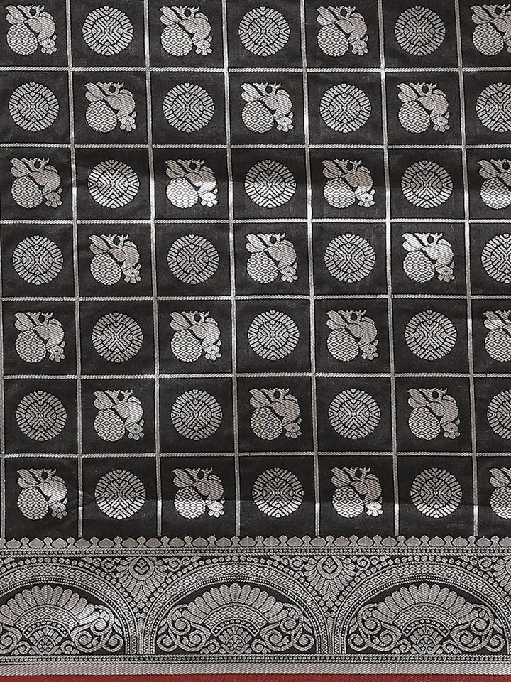 Black Woven Design Brocade Saree - ShopLibas