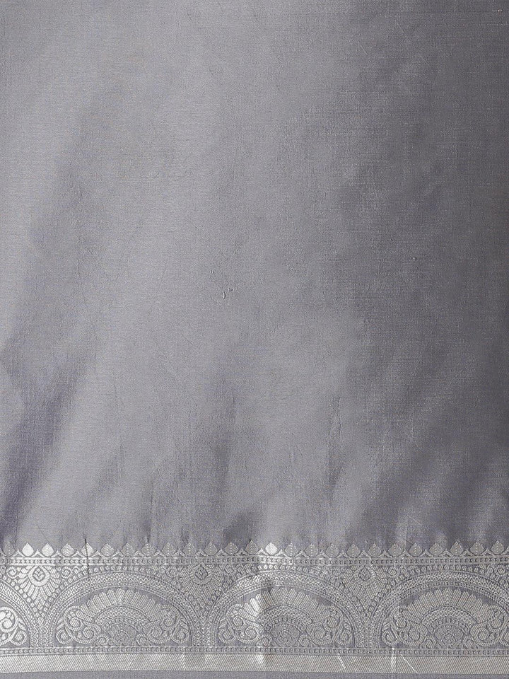 Grey Woven Design Brocade Saree - ShopLibas