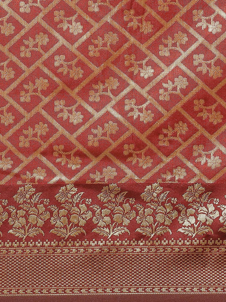 Maroon Woven Design Brocade Saree - ShopLibas