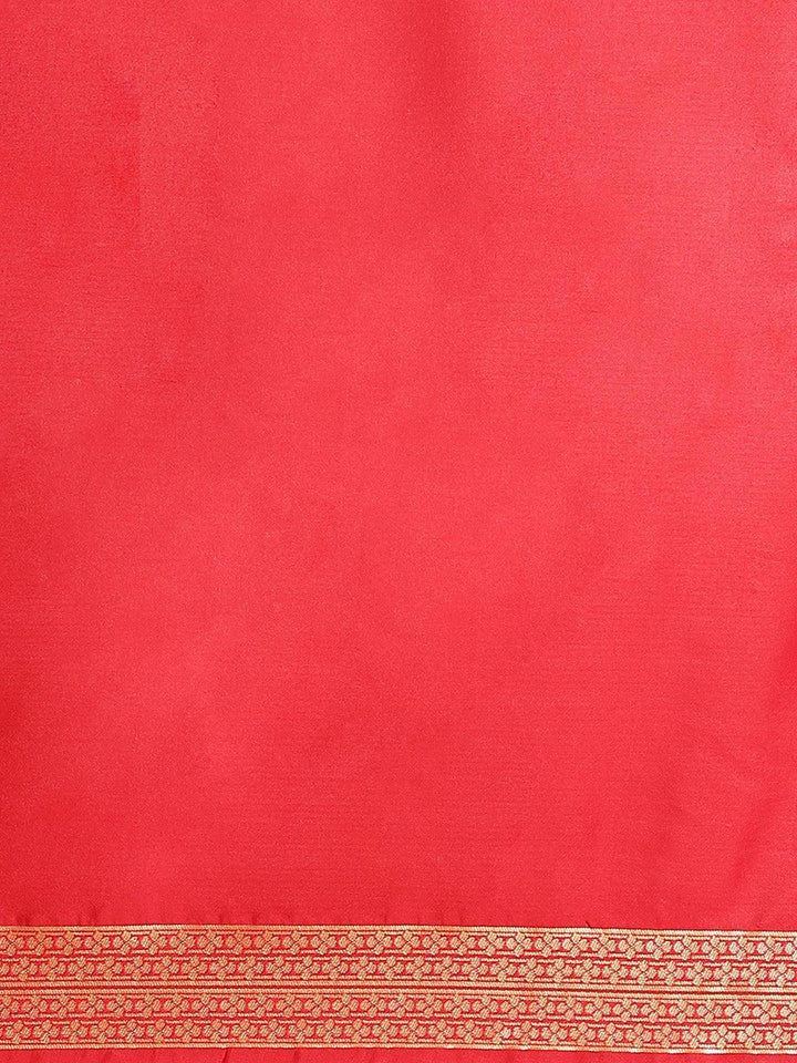 Red Woven Design Brocade Saree - ShopLibas