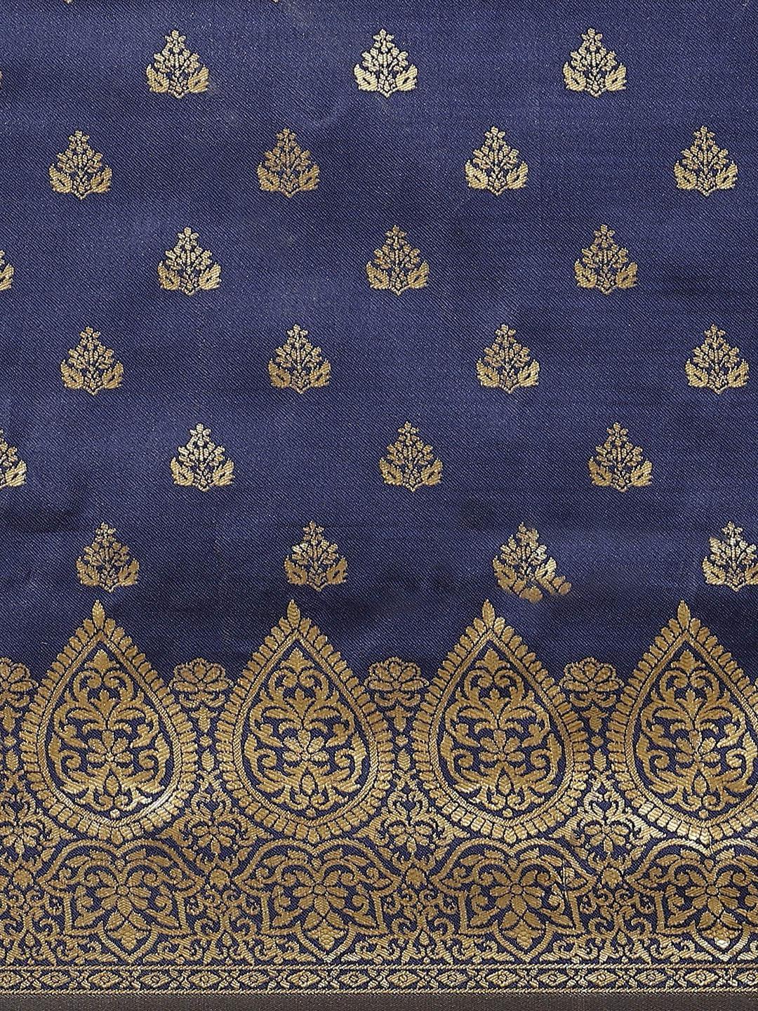 Blue Woven Design Brocade Saree - ShopLibas
