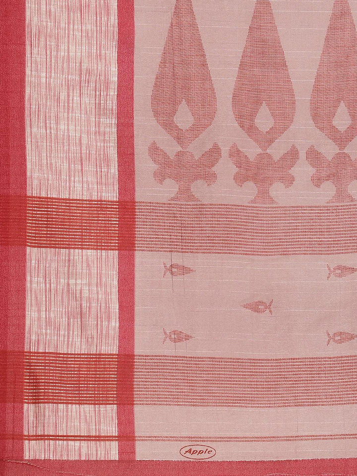 Pink Printed Cotton Silk Saree - ShopLibas