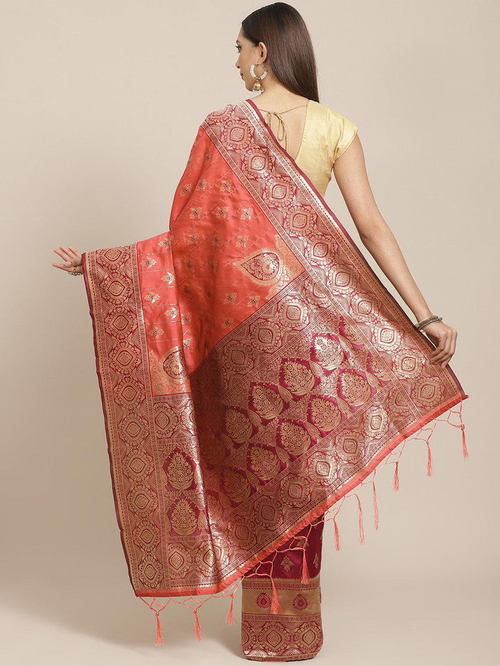 Purple Woven Design Silk Blend Saree - ShopLibas